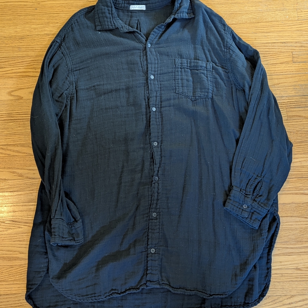 Free People CP Shades 100% Cotton Black Long Sleeve Button down Dress